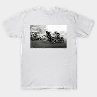 Speedway bikes accelerating away at a race meet T-Shirt